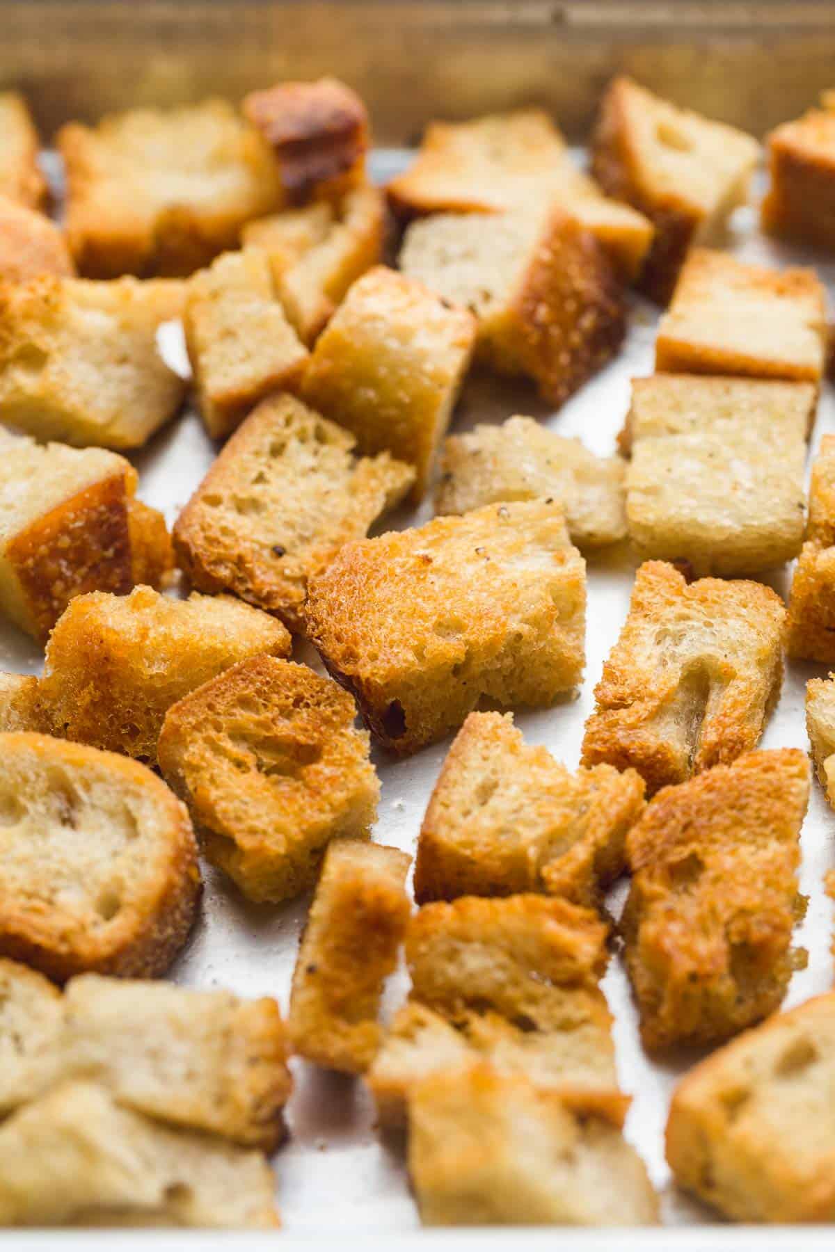 Crispy and golden brown homemade croutons
